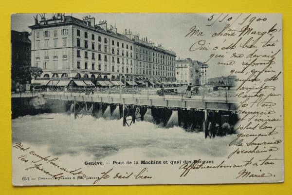 Ansichtskarte AK Genf / Brücke Kraftwerk / 1900 / Degringolade – Straße – Geschäfte
